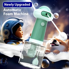 NRYDEPET Dog Shower Foam Machine, Waterproof Upgrade Dog Bath Supplies, Automatic Dog Soap Dispenser, Magnetic Charging Shampoo Frother for Dogs - Green