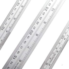 Bestgle 3 Pcs Stainless Steel Office Ruler Set Straight Edge Measuring Tool Metric and Imperial Precision Metal Rulers Kit for Engineering & Teaching & Office, 6 Inch & 8 Inch & 12 Inch