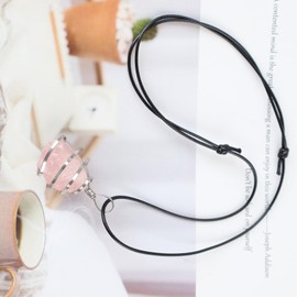 VNVETYTO Natural Gemstone Pendant Necklace For Men & Women Spiritual Jewelry Wire Wrapped Gemstone Chakra Necklaces Real Stones For Him & Her (Rose Quartz)