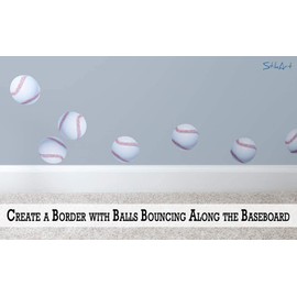 StikArt Peel & Stick Baseball Wall Decals (Two Sizes: 10-inches and 3-inches)