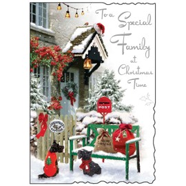 Jonny Javelin Special Family At Christmas Time Card Festive Front Porch