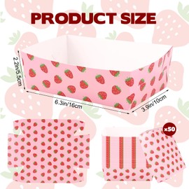 Rainmae 50 Pcs Strawberry Food Trays, Disposable Strawberry Snack Trays 1 lb Berry Plates Bulk for Strawberry Themed Shortcake Berry First Birthday Party for Hot Dog, Popcorn, Picnics