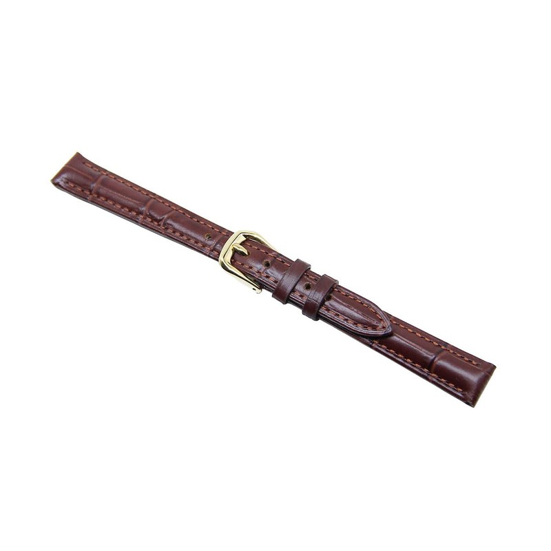 RECHERE Alligator Crocodile Grain Leather Watch Band Strap Gold Pin