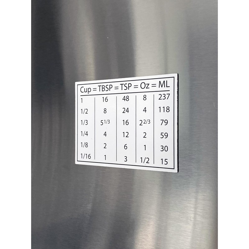 Kitchen Conversion Chart Magnet for Cooking & Baking, 4x3 Cup