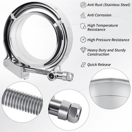 MuHize V Band Clamp with Male Female Flanges - 3.5 Inch 304 Stainless Steel Quick Release Exhaust Clamp for Turbo, Downpipe, Muffler, Automotive Systems