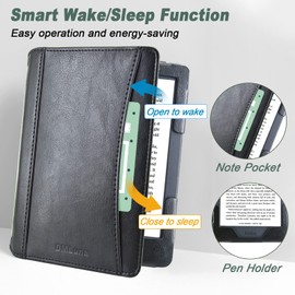 DMLuna Case for Kobo Nia 6" 2020 Release (Model N306), Lightweight Folio Premium PU Leather Protective Cover with Auto Sleep/Wake Feature, Front Pocket, Black