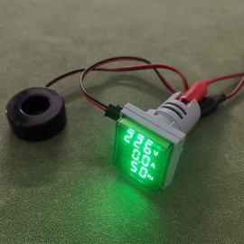 Gebildet 22 mm AC Current Voltage Tester, AC 50-500V/0-100A/0-99Hz Voltmeter Ammeter Frequency Meter with 3-Digit LED Display Multifunctional Multimeter Panel (Green, Square)