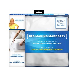 Better Bedder Bed Headband, Fabric Shell of Cotton, Polyester, and Spandex, Bed Making Made Easy, Transforms Any Flat Sheet into A Fitted Sheet, Fits All Mattress Heights- King 76” X 80”
