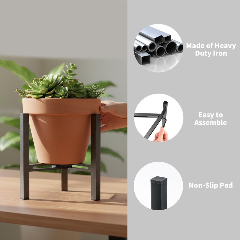 Adjustable Desktop Plant Stand, Metal Plant Shelf Fits 5.1-7.45" Pots
