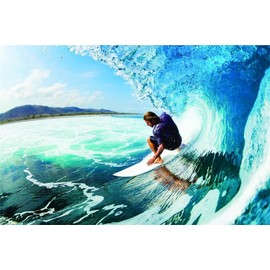 Design With Vinyl Decals - Cling Transfer Surfing Board Ocean Wave Wall Sticker Size 20 Inches X 30 Inches - 22 Colors Available