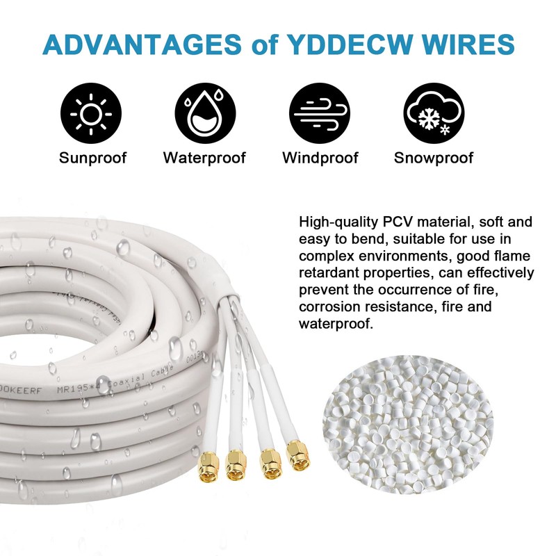 MOOKEERF SMA Extension Cable - 50FT SMA Male to SMA