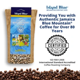Island Blue 100% Jamaica Blue Mountain Whole Beans Coffee (16oz)