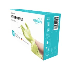 EUROPAPA® 200 Disposable Nitrile Gloves, Powder-Free, Examination Gloves, EN455, EN374, Latex-Free, Sizes S, M, L & XL Available (XL, Green)