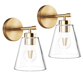 Hamilyeah Gold Wall Sconces Set of 2, Bathroom Sconce Lighting Fixtures, Modern Industrial Sconces Wall Lighting Indoor, Brass Wall Lamps for Bedroom Living Room Kitchen Over Sink Hallway