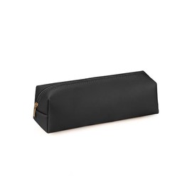 PU Pencil Case Leather Pen Bag Slim Pencil Pouch Lovely Stationery Bag Portable Cosmetic Bag Zipper Organizer Bag (Black)