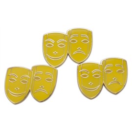 Novel Merk Theatre & Drama Lover Lapel Pin, Hat Pin & Tie Tack Set with Clutch Back (3- Drama Masks)