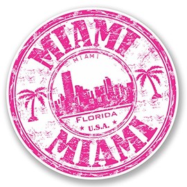 2 x 10cm Miami Florida USA Vinyl Sticker Travel Luggage Flag Map Laptop #5829 (10cm x 10cm)