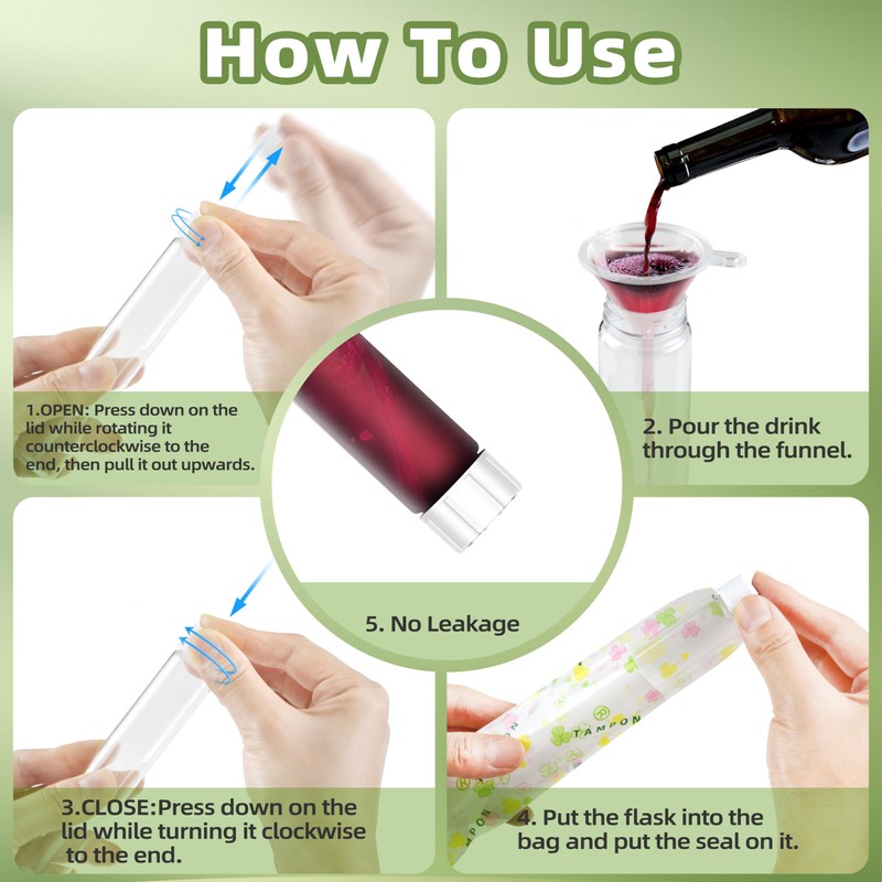 JUSONEY 14 Pack Tampon Flasks (21oz Total) Hidden Flasks for
