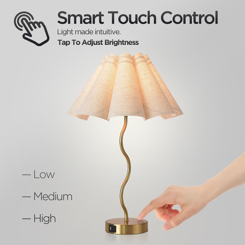 Fengarolam Touch Control Table Lamp with USB Ports, 22” Tall