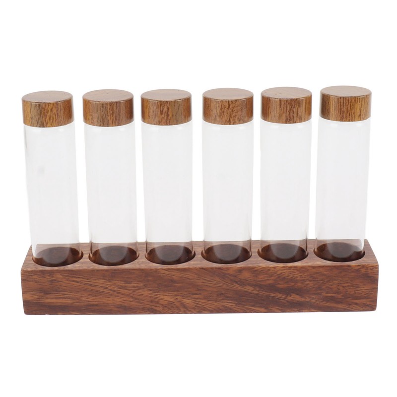 Coffee Bean Storage Tubes with Walnut Wood Stand Lid Glass