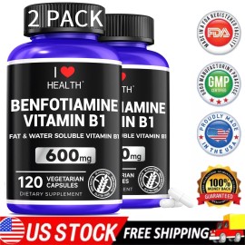 I LOVE HEALTH Mega Benfotiamine 600mg with Vitamin B-1 Thiamin High Potency 240 Caps