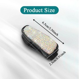 Tecledsn 2 PCS Bling Sunglasses Holder for Car Sun Visor, Crystal Rhinestones Eyeglasses Hanger Mount with Ticket Card Clip, Universal Fashion Visor Decor Accessories for Women Girls (AB)