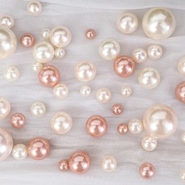 200 Blush Rose Gold Faux Pearl Beads Assorted Vase Fillers DIY Crafts Wedding Party Events Reception Accessories Decorations Supplies
