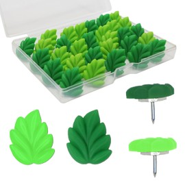 Sohalejr 30 Pcs Leaf Push Pins Decorative Thumb Tacks in Green Cute Office Decor for Cork Board Bulletin Board, Photos Wall Maps and Other Offices Schools Supplies Christmas Decoration