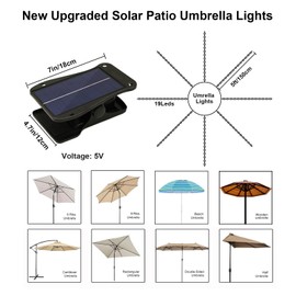ZNYCYE Patio Umbrella Solar Lights with 8 Modes - Upgraded Larger Solar Panel Clip 5V 152 LEDs 8 Strands Umbrella Lights Outdoor Waterproof for Patio Beach Tent Camping Garden Decor, Multicolor