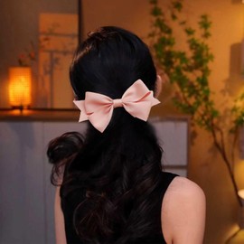 TseanYi Large Hair Bow Clips Bow Tail Satin Hair Clip Pink Ribbon Bow Knots Hairpins Big Bow Ties Tail Barrette Hairclips Ties Knot Barrette Winter Ribbon Bow Accessories