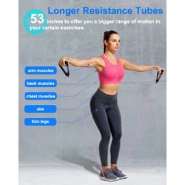 Resistance Exercise Band with Handles Workout Bands for Physical Therapy,Strength Training,Muscle Toning, Yoga, Pilates, with Door Anchor & Storage Bag. (Khaki)