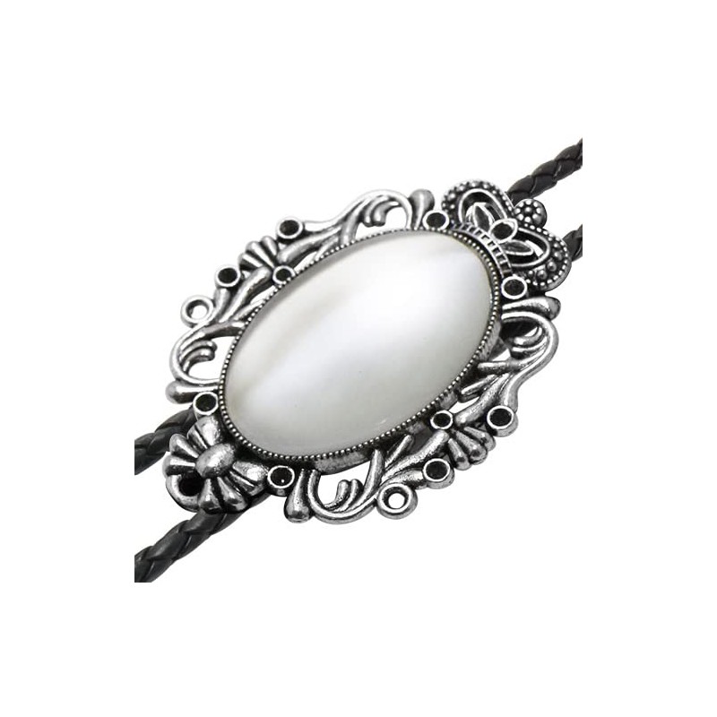 White Crown Oval Stone [Bolo Tie Necklace] polar Tie Polo