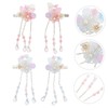 Gatuida 2 Pairs Princess Tassel Hair Clips Chinese Style Flower