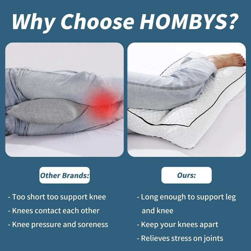 HOMBYS Shredded Memory Foam Knee Pillow for Side Sleepers, 6.5"