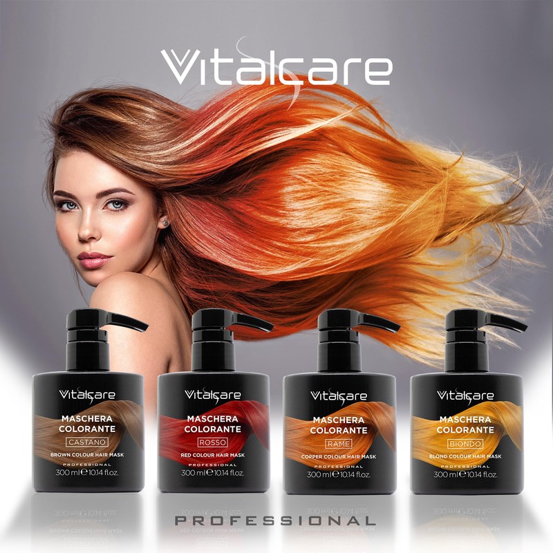 VITALCARE | Maschera Colorante Capelli, Ravvivante e Tonalizzante, Colore Rame,