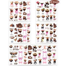 YanZonic 180Pcs Hypoallergenic Espresso Martini Temporary Tattoos Tini Bit Older Espresso Martini Party