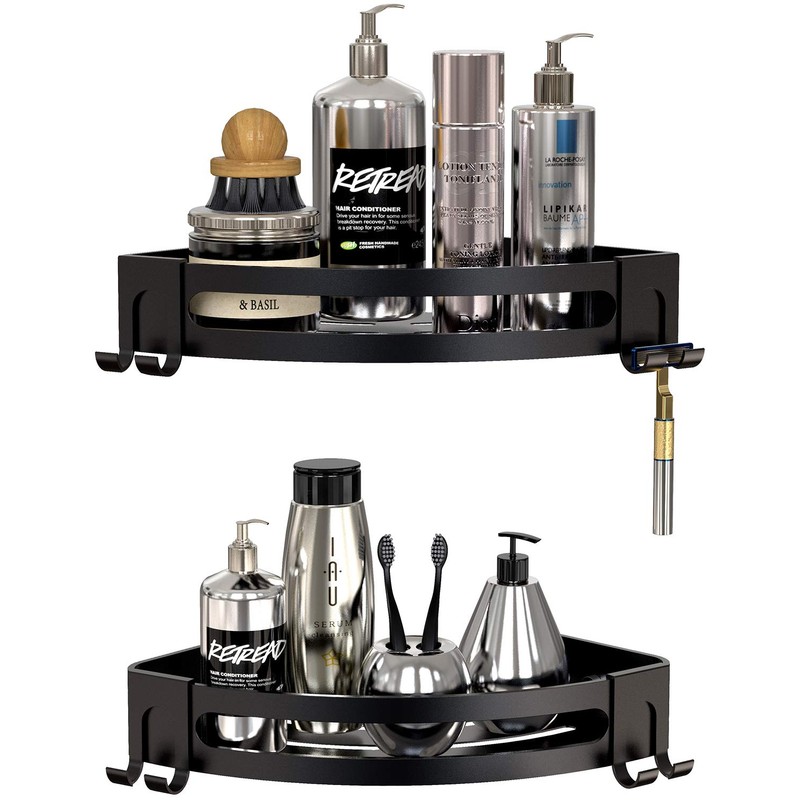 Bakzon Corner Shower Caddy, Shower Shelf Corner No Drilling Bathroom