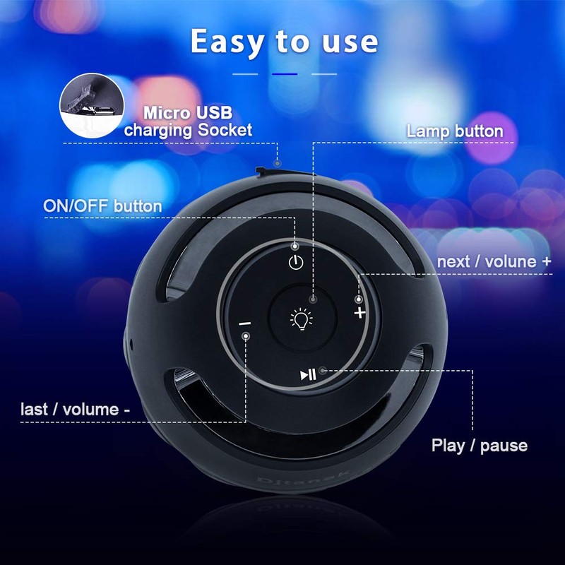 Outdoor Bluetooth Speaker, ANERIMST Waterproof Wireless Torch LED Light, Gifts