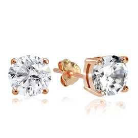 Hoops & Loops Pendientes de tuerca redondos de plata brillante de 5,5 quilates con circonita cúbica