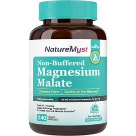 Magnesium Malate, Chelated Form, Highly Absorbable, Non-Buffered, Gentle on Stomach, for Adults  Children, Flexible Dose, Energy Production, Nerve... 