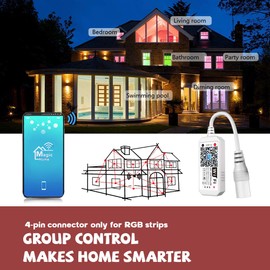 Arotelicht RGB LED LED Strip Controller,Bluetooth,WiFi,App Controlled,Dimmer Control for Android/iOS System, Strip Light Chain, 12V-24V, 16 Million Colors, Sound Activated, only for 2.4GHz Network