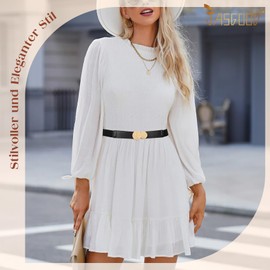 JasGood Women's Elastic Thin Belt, black