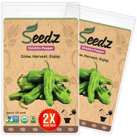 Organic Shishito Pepper Seeds, APPR. 125, 94% Germination Rate, Heirloom Vegetable Seeds, Certified Organic, Non GMO, Non Hybrid, USA