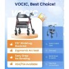 VOCIC Foldable Rollator Walker Seniors Padded Seat Backrest 8" Wheel