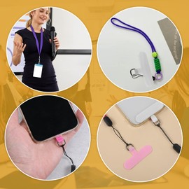 Yuomeaz 12 Pcs Phone Tab for Strap, Universal Cellphone Lanyard Tab, Removable Safety Tether Tabs, Phone Lanyard Patch Replacement (Without Adhesive)