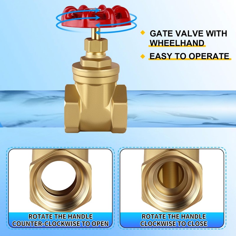 Boltigen 1’’ NPT Brass Gate Valve, 200 WOG Manual Rotary