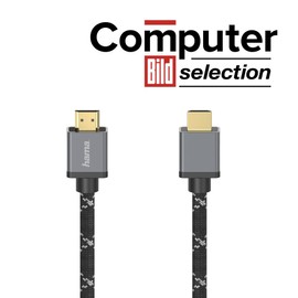 Hama Premium HDMI Cable 3 m Ultra High Speed (Excellent Monitor Cable 4K / 8K, 48 Gbit/s, UHD Screen Cable eARC, Ethernet, HDR, Aramid Fibre Cable Sheath, HDMI 2.1 Cable 120 Hz/60 Hz) 3 m