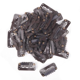 Richintol 30 Pcs Hair Extension Clips,32mm 6-Teeth Wig Clips to Secure Wig No Sew,U-Shape Extension Hair Clips for DIY Wig Clips Hair Extensions (Brown)