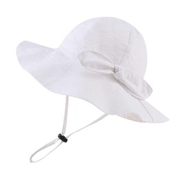 Zsedrut Baby Girl Sun Hats Wide Brim Toddler Floppy Bucket Hat Sun Protection Cap Spring Summer Beach Hat 0-4Years (White Stripe,1-2T)