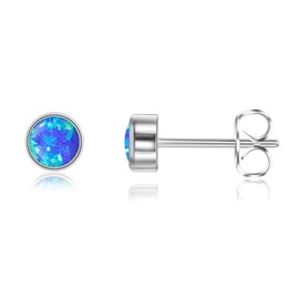 Titanium Earrings Hypoallergenic Women Men Girls G23 Titanium Stud Earrings Small Opal Stud Earrings 3/4/5 mm, Titanium, No Gemstone
